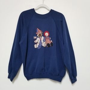 Vintage Patriotic Dolls U.S.A. Blue Sweatshirt XL